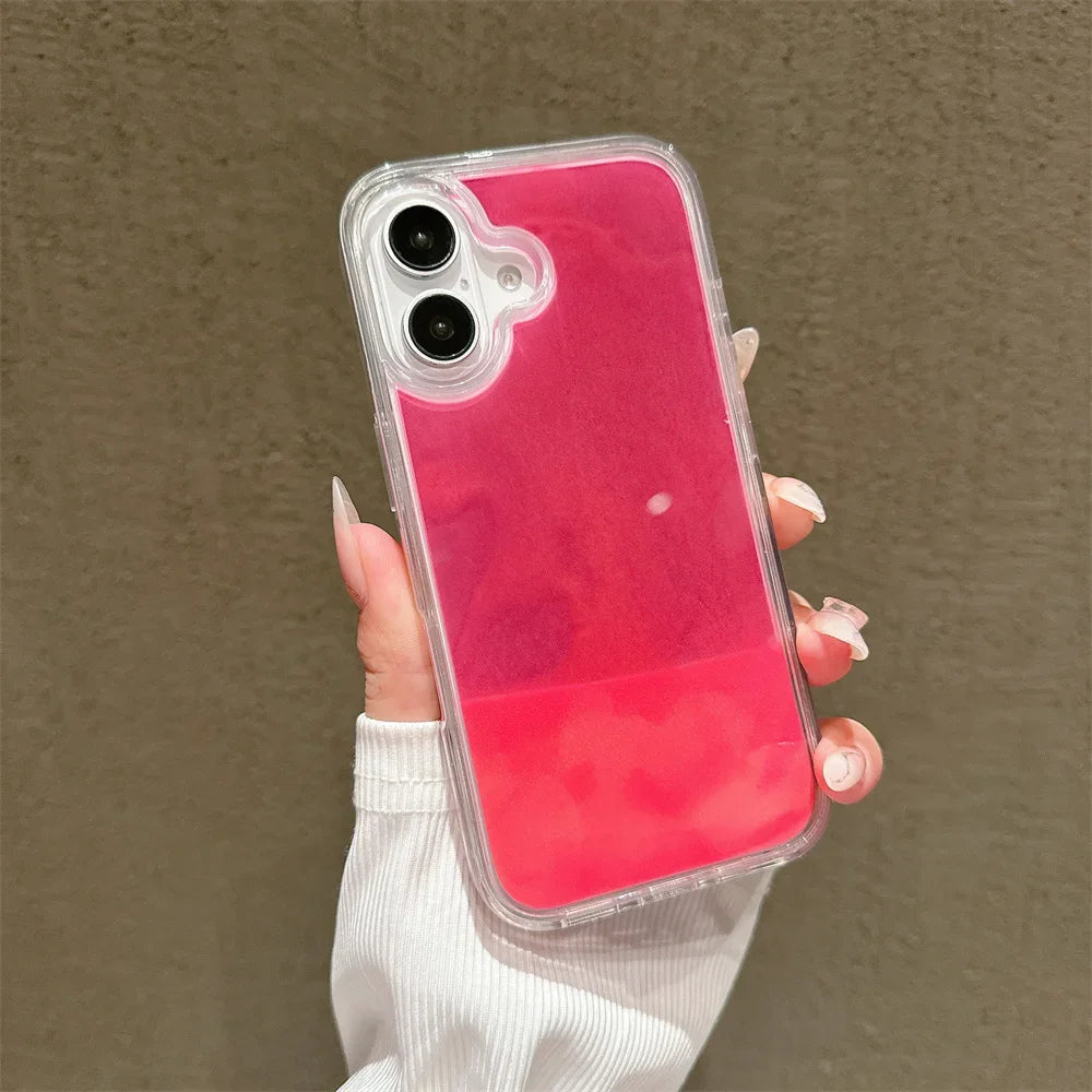 Luminous Quicksand Transparent Phone Case for Iphone 16 Pro Max 16 15 14 13 12 Pro Max 16Plus 11 Clear Shockproof Cover 16Pro