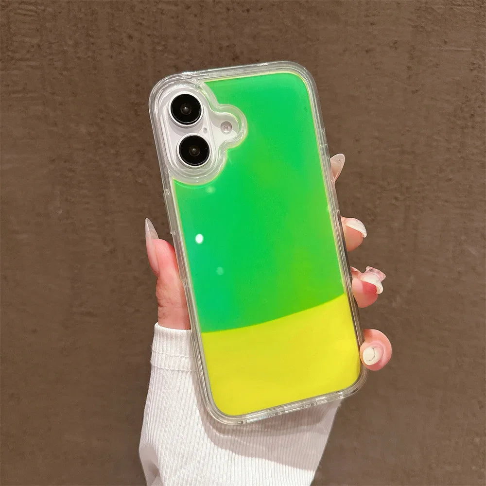 Luminous Quicksand Transparent Phone Case for Iphone 16 Pro Max 16 15 14 13 12 Pro Max 16Plus 11 Clear Shockproof Cover 16Pro