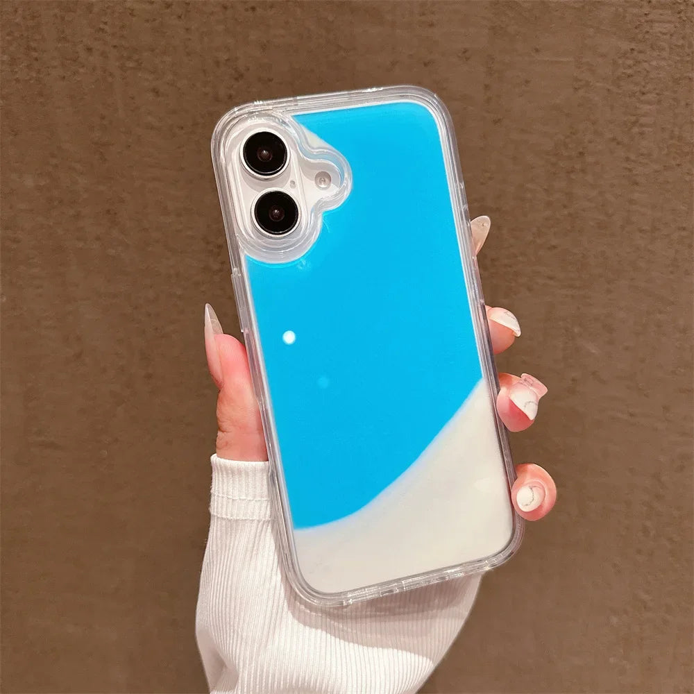 Luminous Quicksand Transparent Phone Case for Iphone 16 Pro Max 16 15 14 13 12 Pro Max 16Plus 11 Clear Shockproof Cover 16Pro